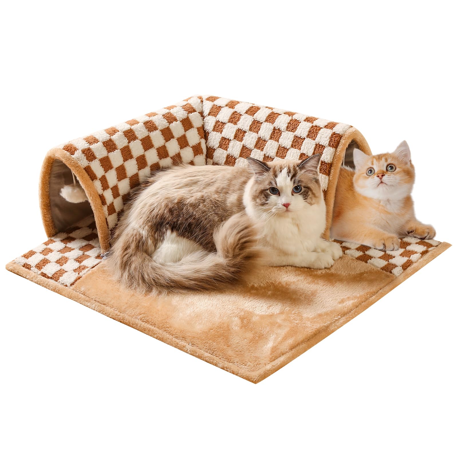  2 in 1 Cat Bed and Tunnel Cat Toys 42.5cm(16.73in) Cat Tunnel with 3D Rebound Foam Detachable & Washable Pet Bed and Play Tunnel Non-Slip Bottom