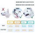 Measurement guide for dog muzzle sizes with images and text instructions.