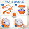 Instructions on how to operate an orange and white toy with rope accessories.