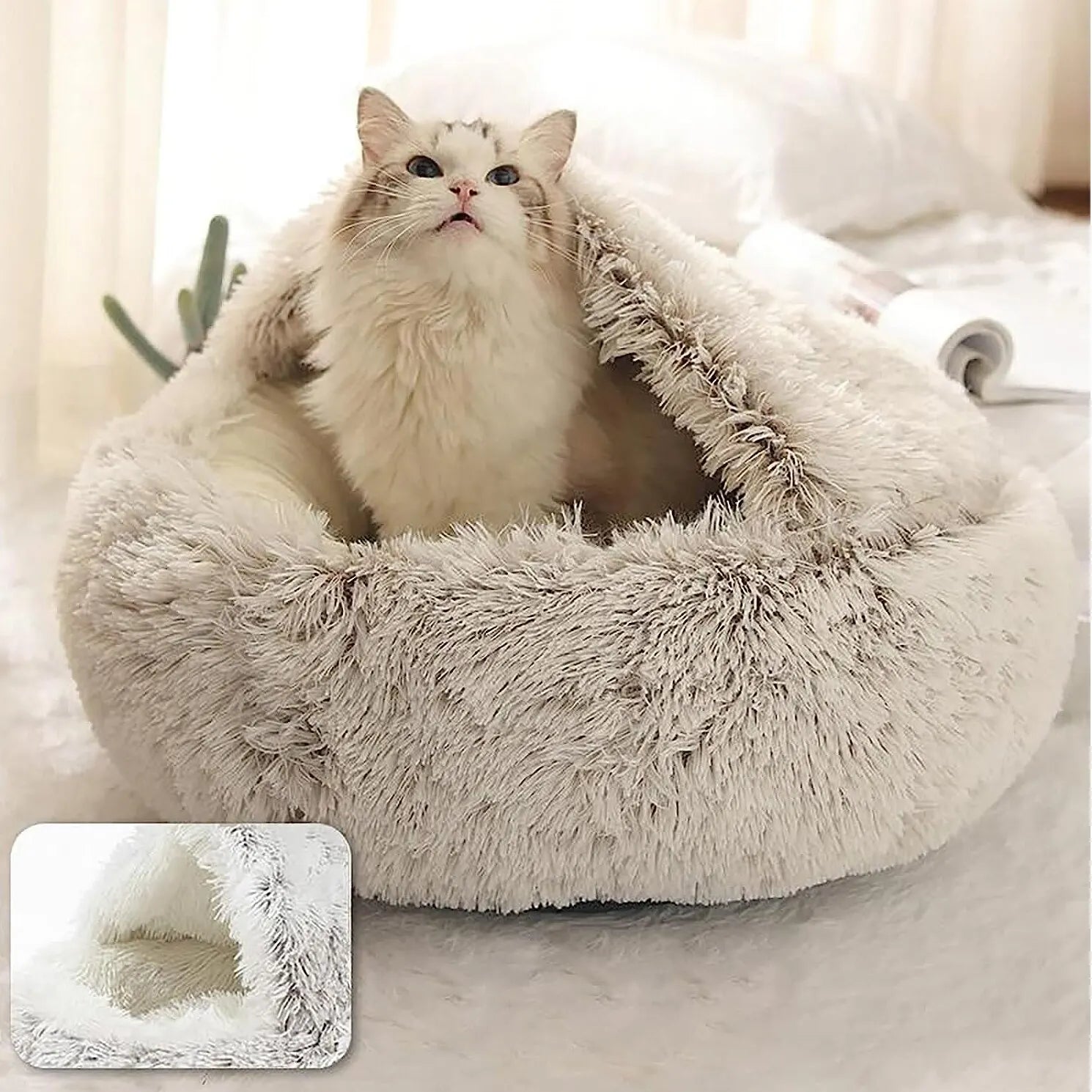 Winter Shell Shaped Dog Cat Calming Bed for pets
