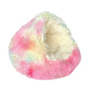 Multicolored fluffy pet bed on a white background