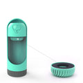 Turquoise pet water bottle and bowl set on a white background